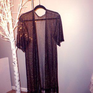 4/$15 J. Francis Black See through Duster w/ Fringes